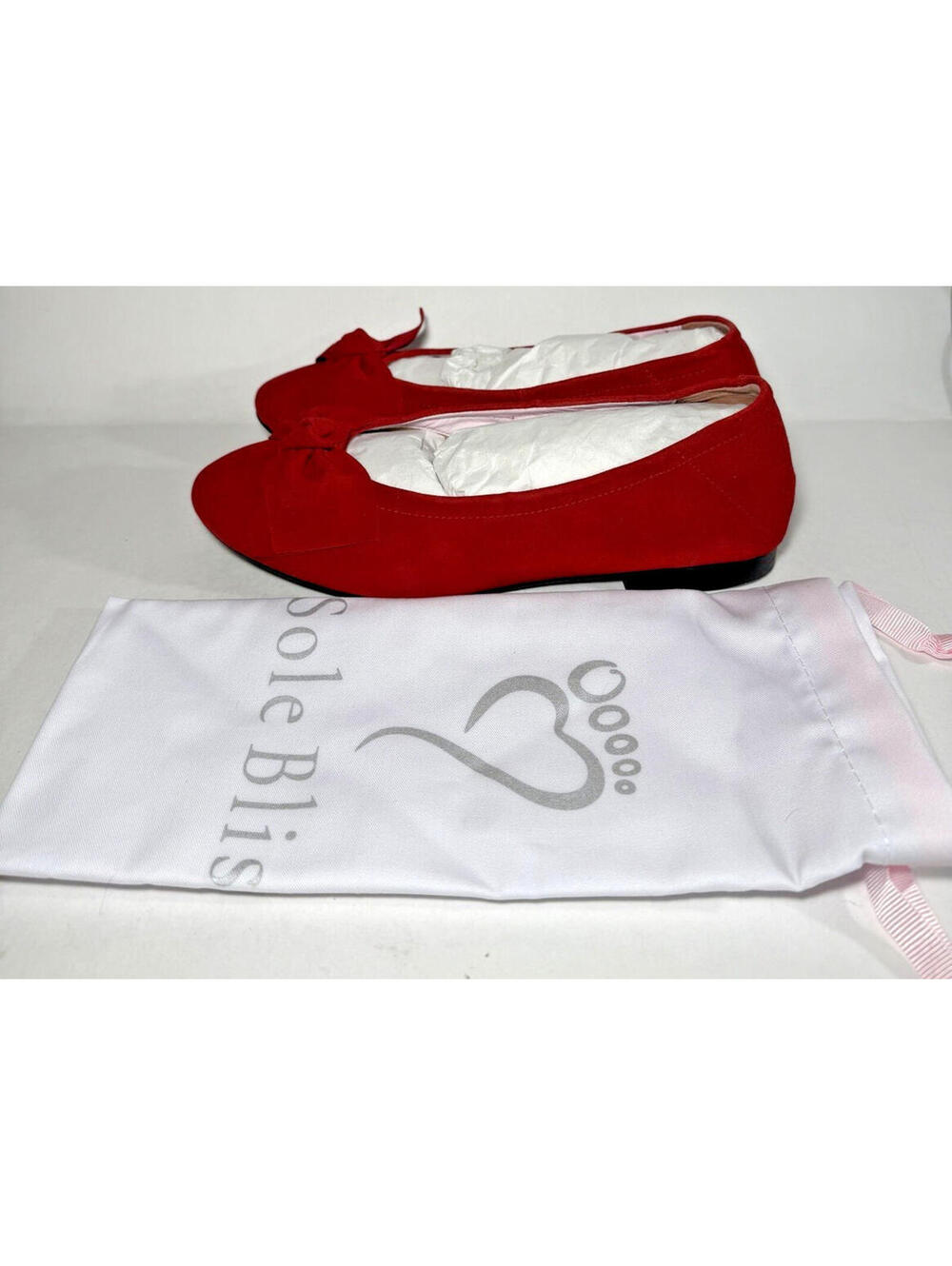 SOLE BLISS Lola Women's Red Suede Ballet Flats Slip-On